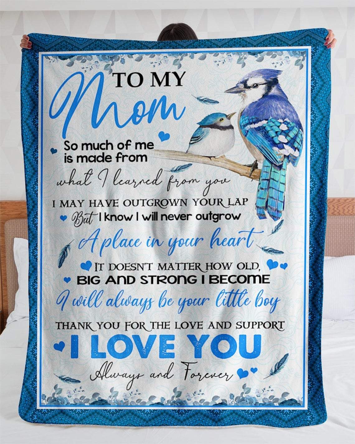 To My Mom So Much Of Me Is Made From What I Learn From You, Cute Bird Fleece Blanket Home Decor Bedding Couch Sofa Soft And Comfy Cozy Gift From Son And Daughter