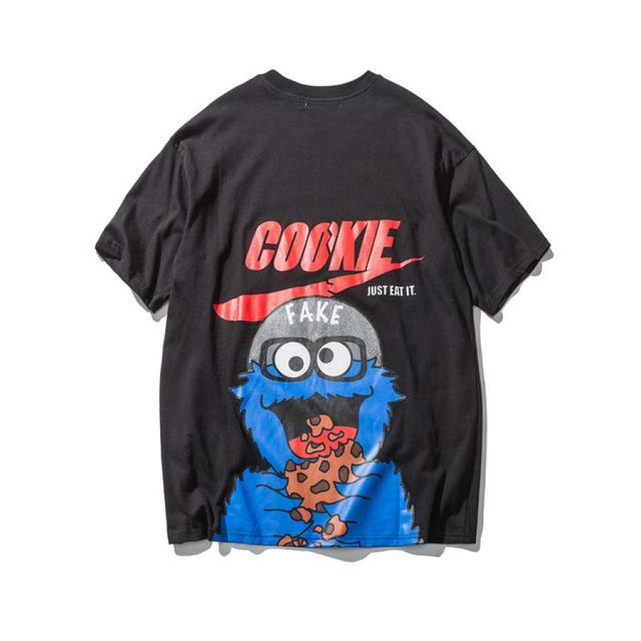 Cartoon Printed T-shirts Men Short Sleeve Summer Street wear Men’s T Shirt High Street Cotton Tee Shirts Black White