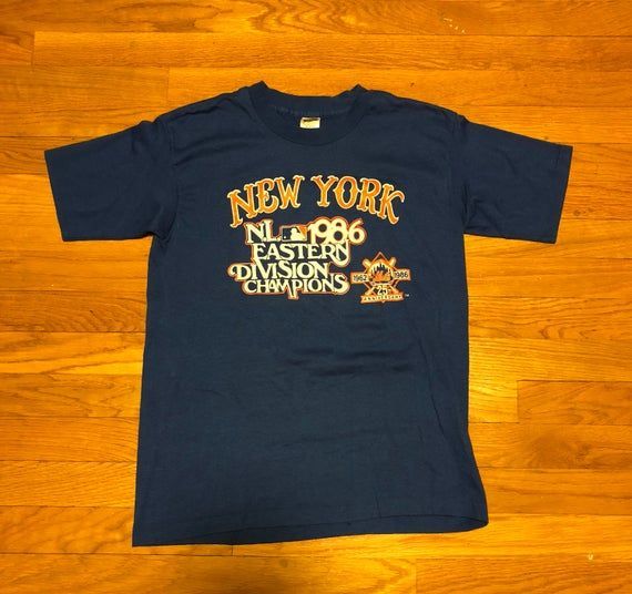 Vintage 1986 New York Mets 25 Year Eastern Division Championships Anniversary Shirtsingle Stitch Rare 80S Retro Vtg Shirt