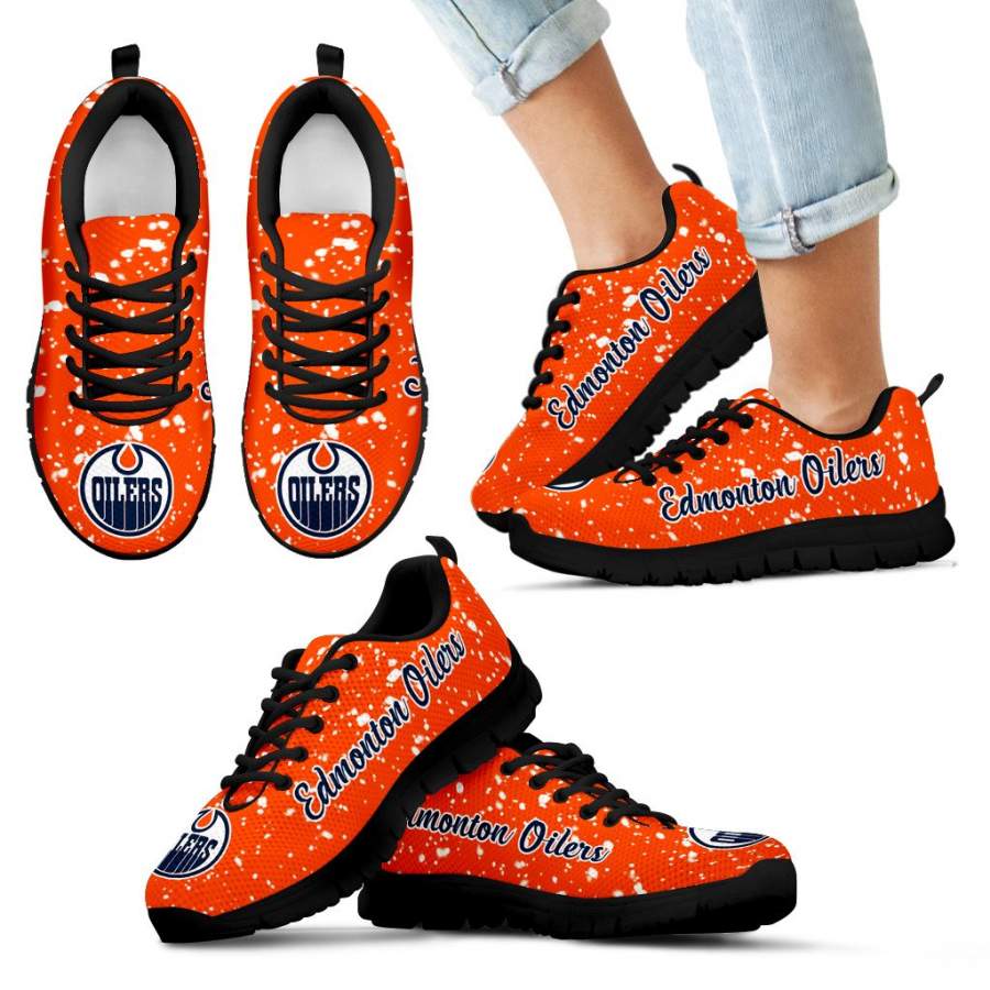 Christmas Snowing Incredible Pattern Edmonton Oilers Sneakers