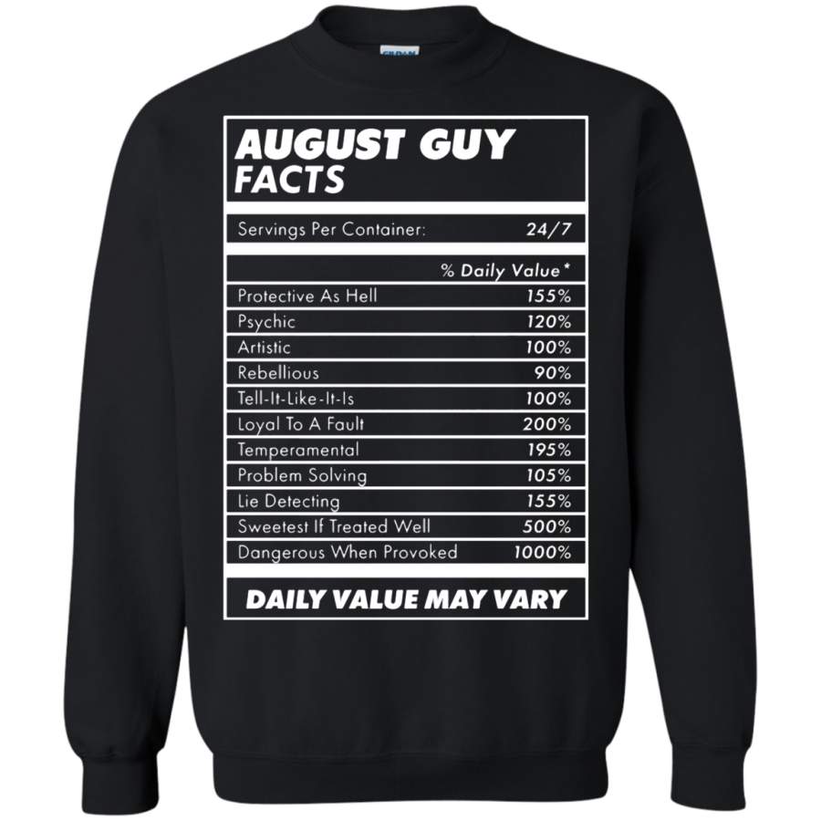 AGR August Guy Facts Daily Value May Vary Sweatshirt