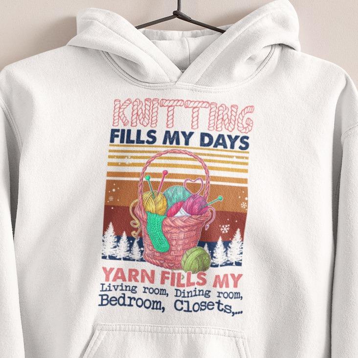 Knitting Fill My Day Yarn Fill My Livingroom Dining Room Bed Room Closets Gift For Knitting Lovers Vintage Style Standard Hoodie