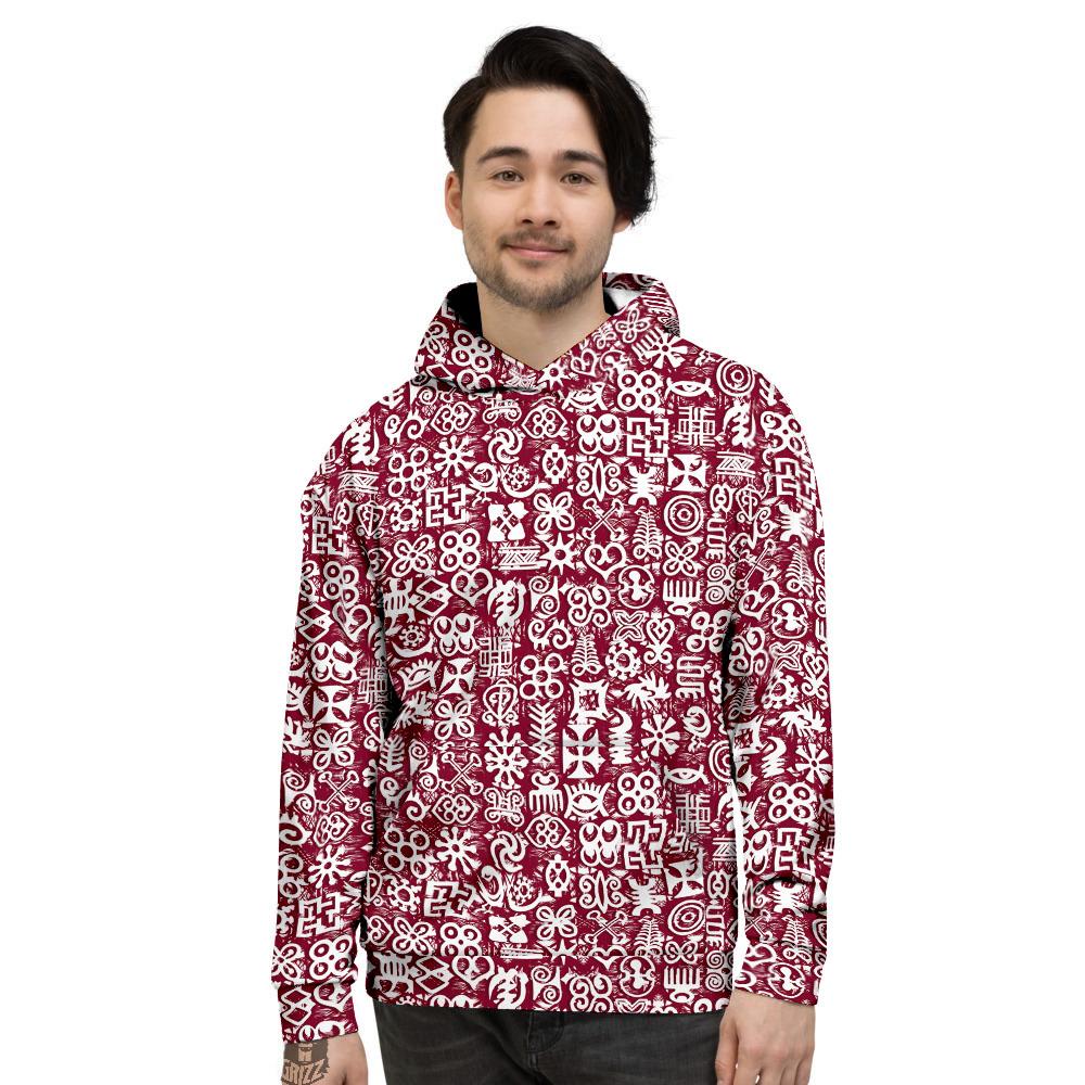 Adinkra African Tribe Red Symbols Men’S Hoodie