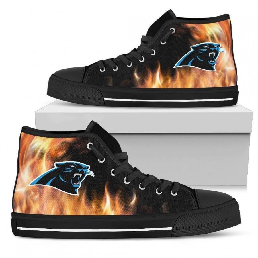 Fighting Like Fire Carolina Panthers High Top Shoes #883