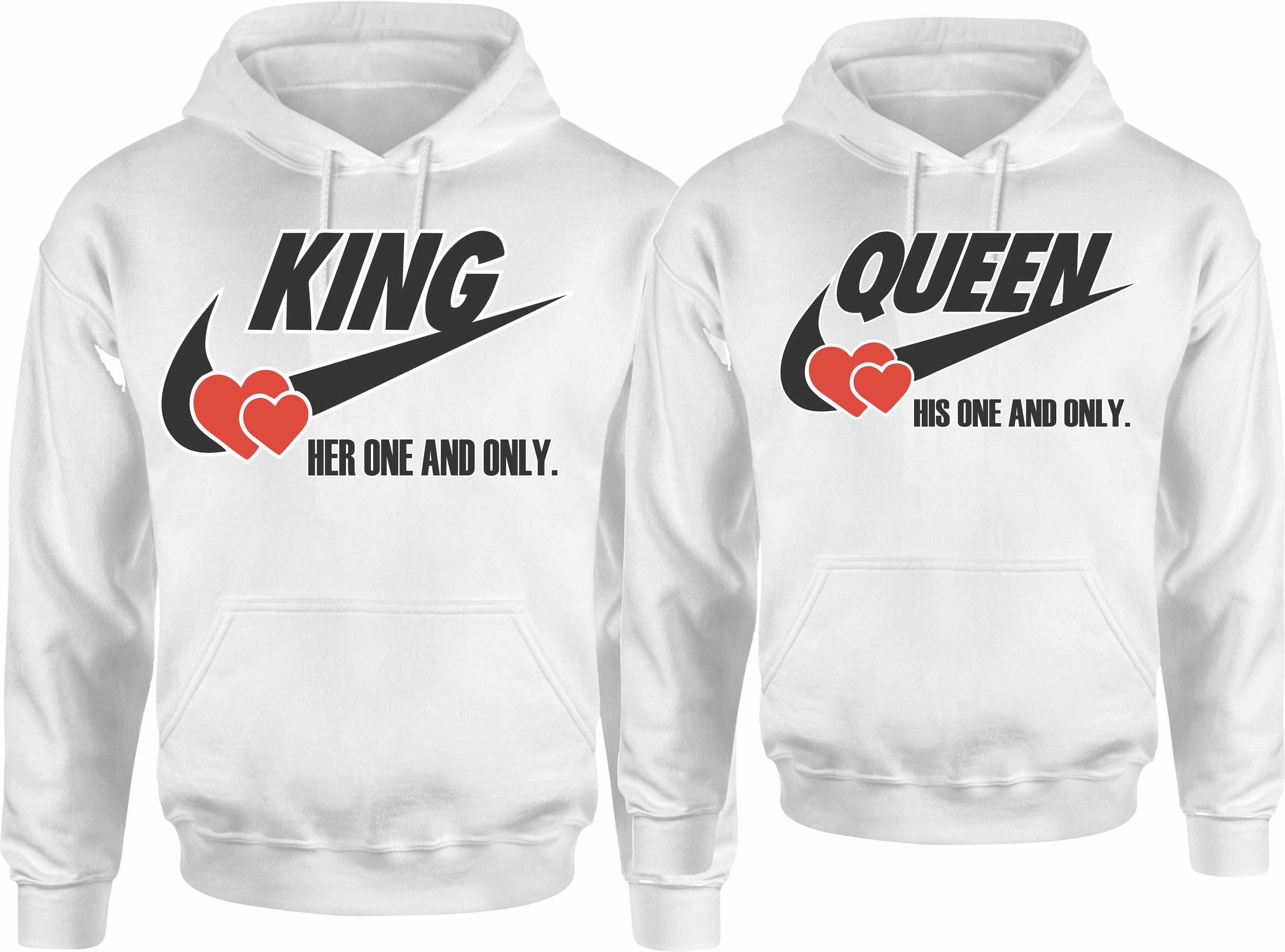 King and Queen Crown Gold Silver Christmas Hoodies Pull over Matching Love Couples Valentines Matching fashionstation 0608 5067