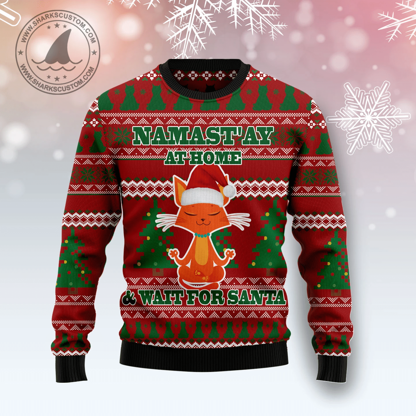 Cat Yoga Christmas Ugly Sweater