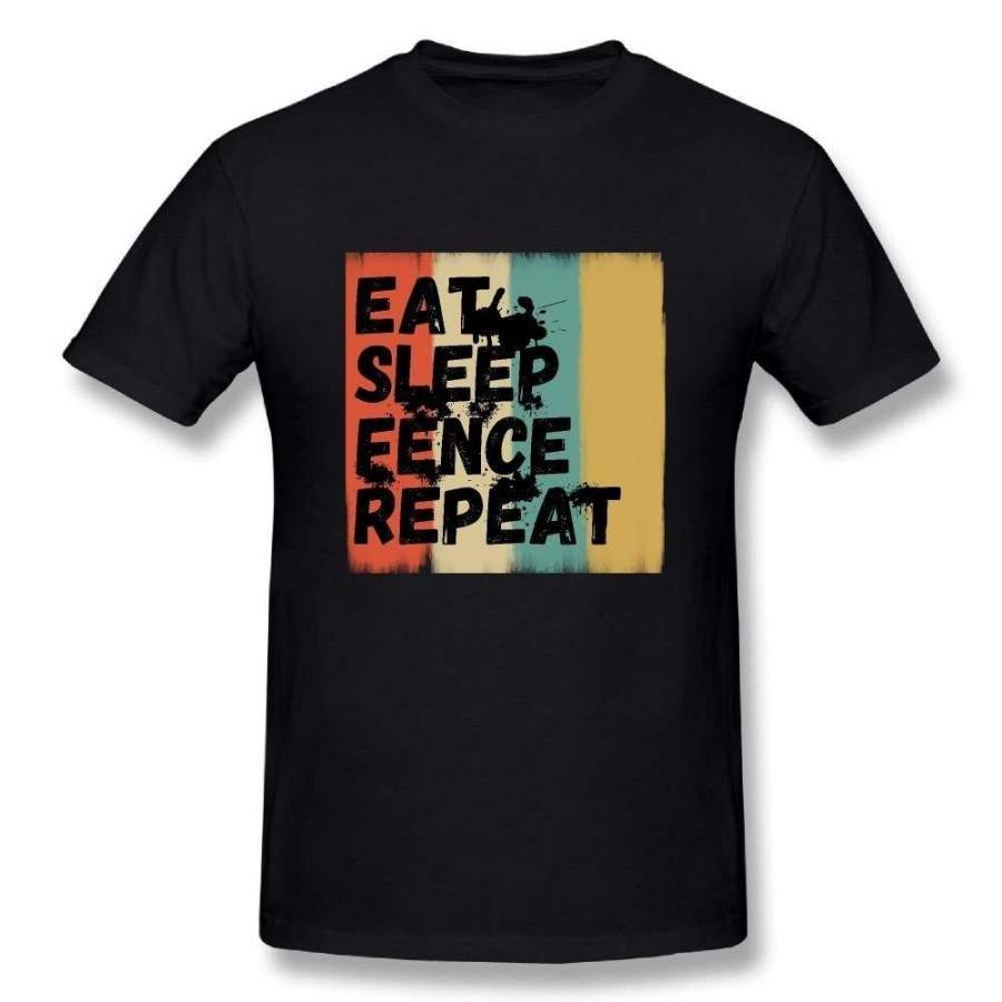 Vintage Eat Sleep Fence Repeat Men Printed T Shirts Sports T Shirt