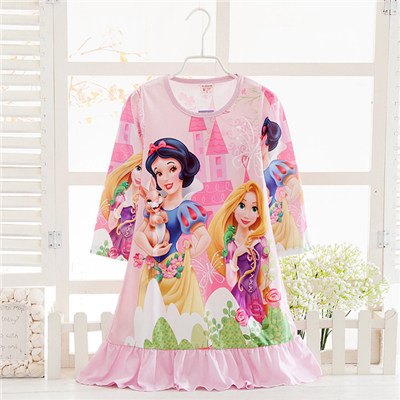 2019 Fashion Style Snow White Pattern Girls Nightgowns Children Party Dresses Sleepwear Pajamas Baby Girls Nightie Dress Pyjamas alx