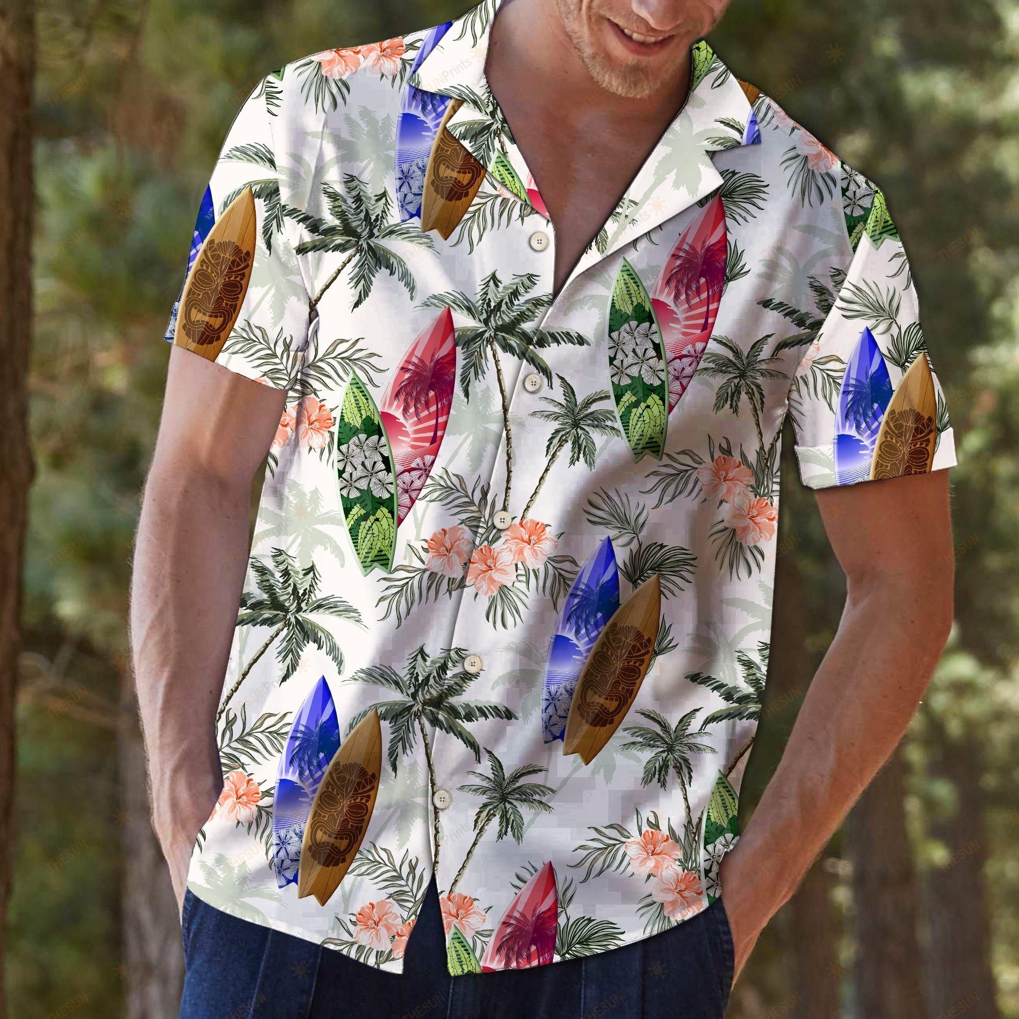 Surfboard Tropical Vintage Hawaiian Shirt Ha72896