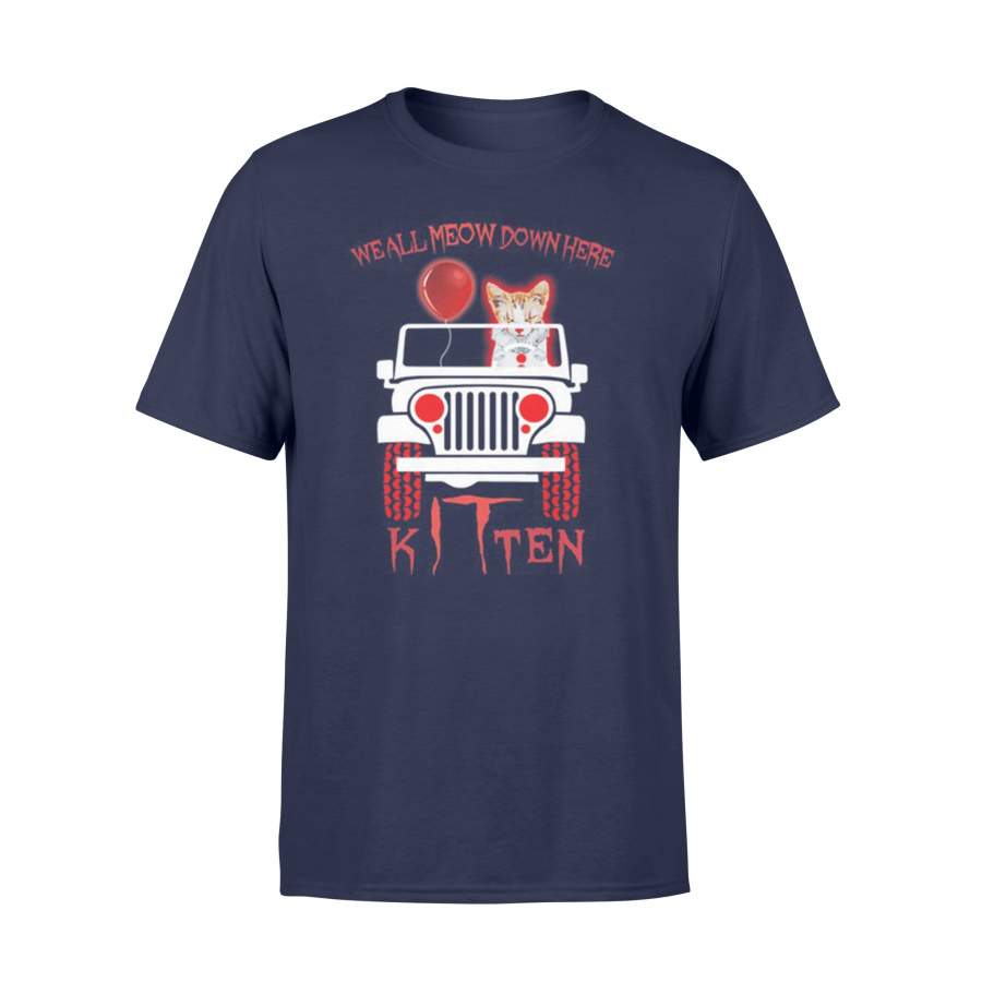 We All Meow Down Here Clown Cat Kitten Drive Jeep T-Shirt