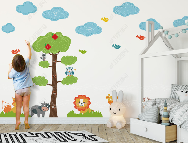 3D Cartoon Cloud Tree Lion Wall Mural Wallpaper Lqh 74