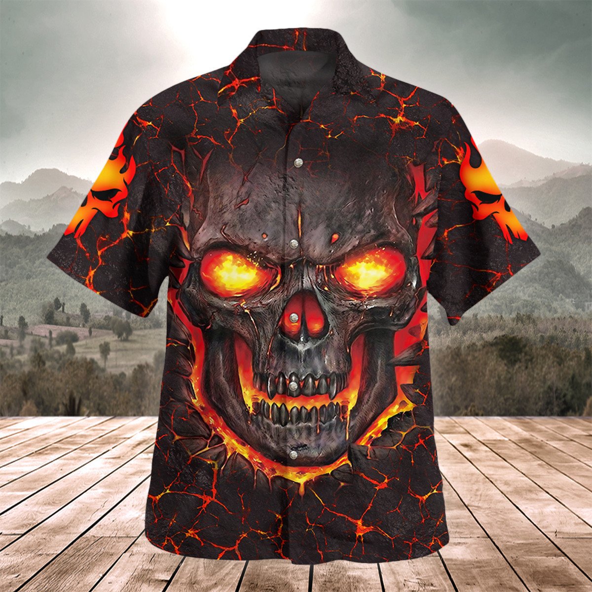 Skull Lava Red Version Hawaii Shirt