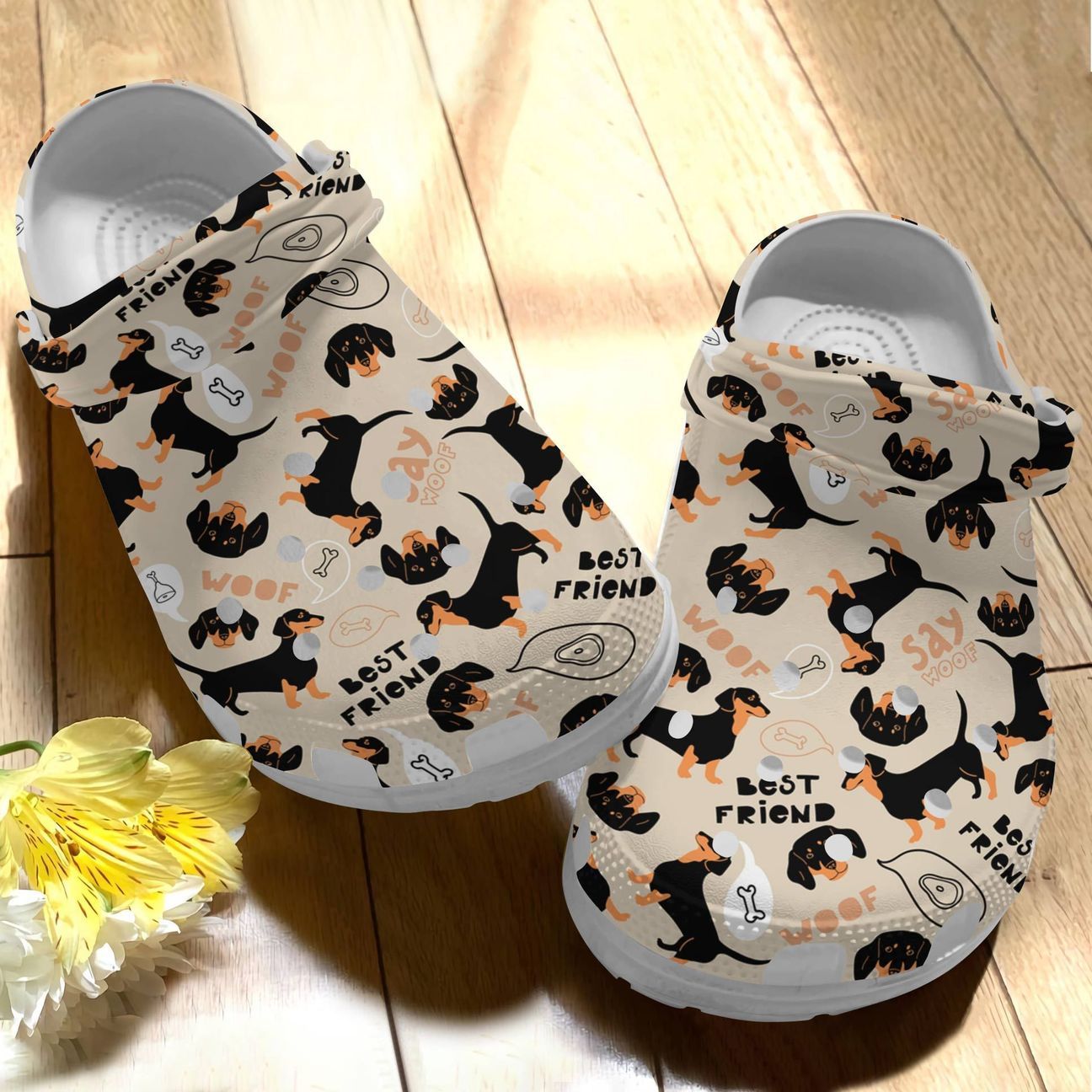 Dog Personalize Clog, Custom Name, Text, Fashion Style For Women, Men, Kid, Print 3D Dachshund V4