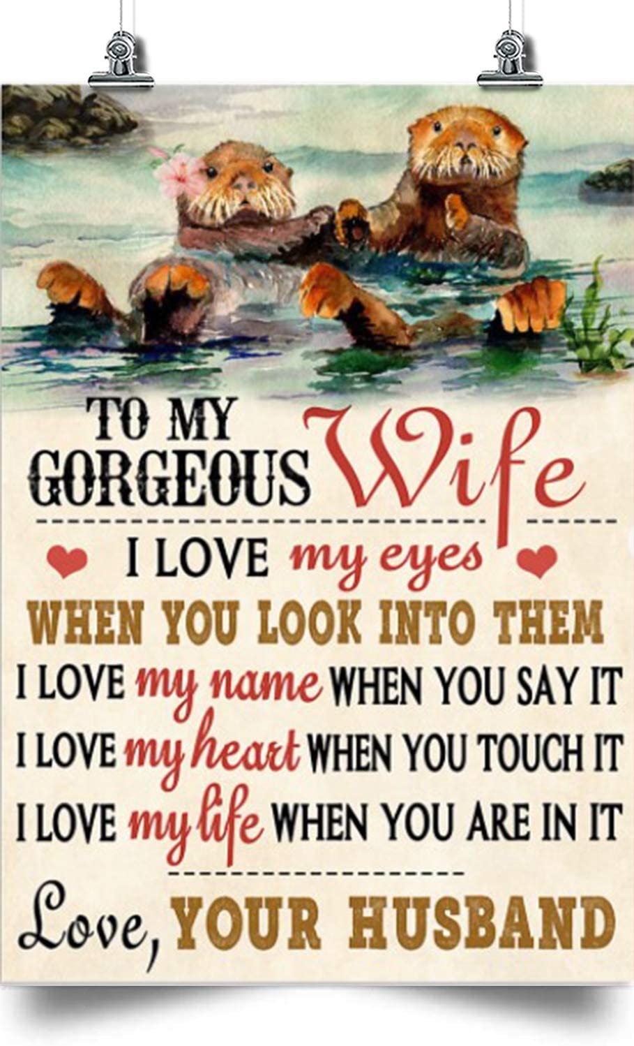 to My Wife Vertical Poster-I Love My Eyes When You Look into Them-Home Decoration Poster, Wall Poster, Home and Room Decoration, for Wife, Souvenirs.