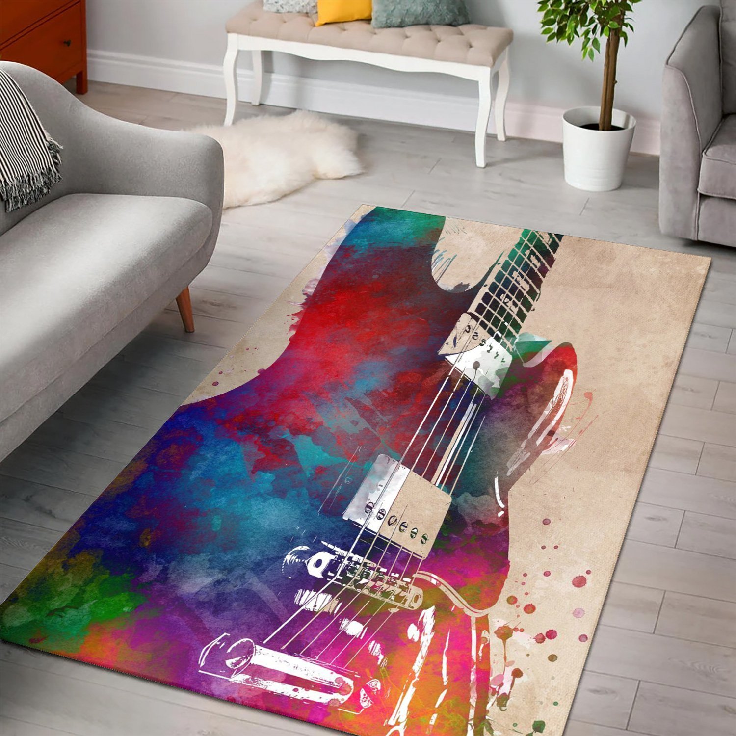 Guitar Art  Printing Instrument Rug,  Gift for fans,  Halloween Gift