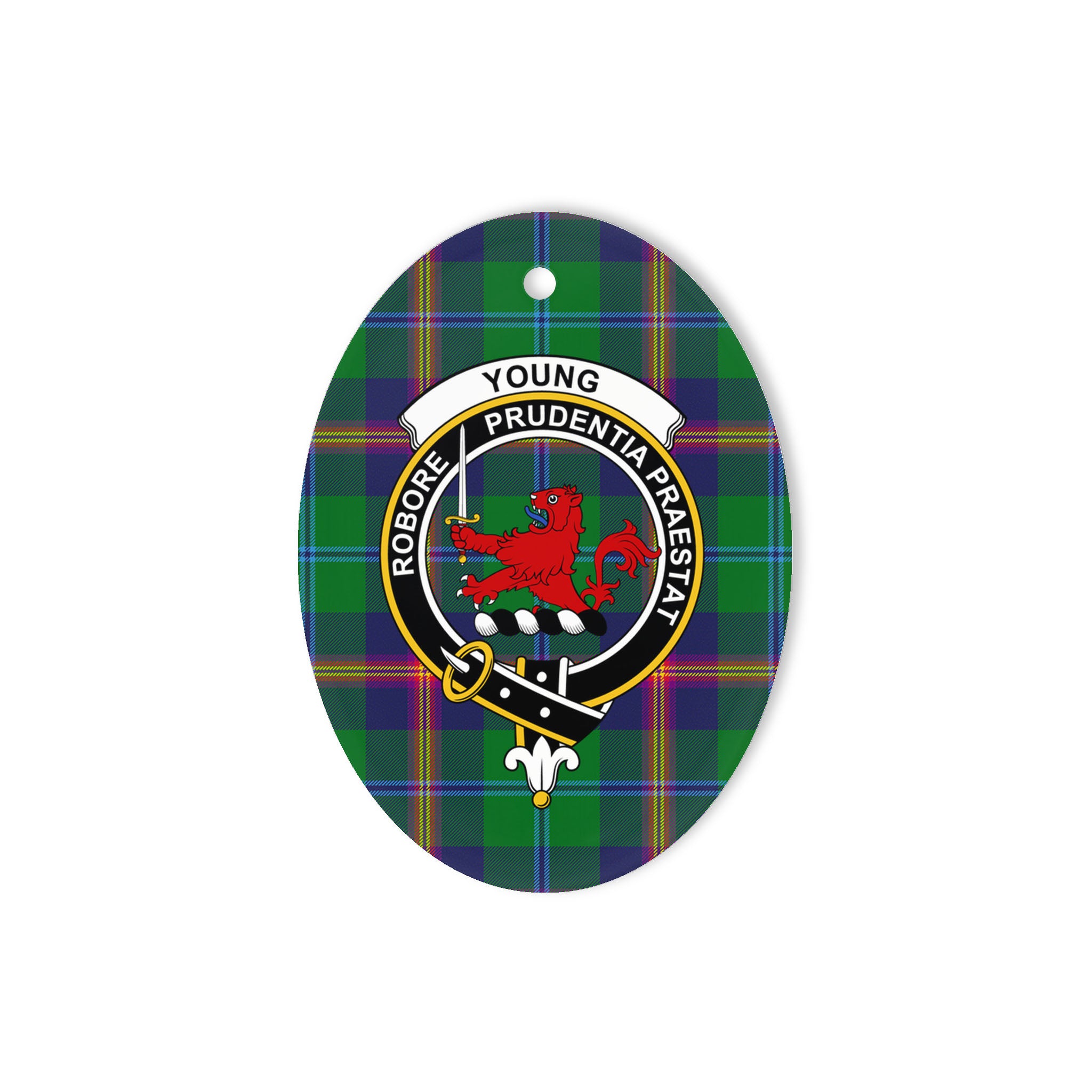 Young Scottish Clan Plaid Ornament Gift. Christmas Tree Ornament Young Clan Tartan Ornament Great Christmas Ornaments Gift Oval Ornament