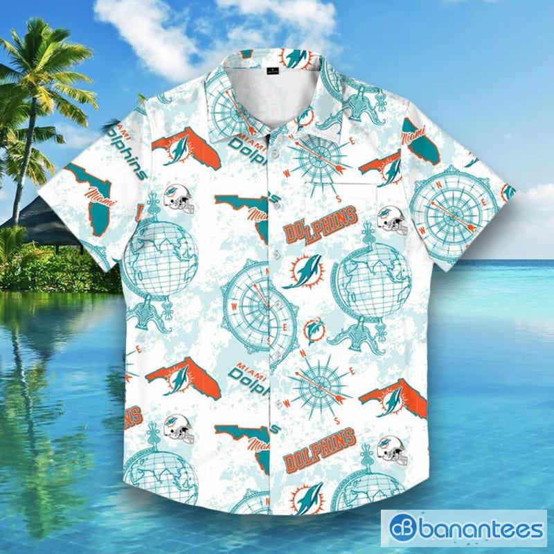 Miami Dolphins Nfl Mens Mercader Hawaiian Shirt