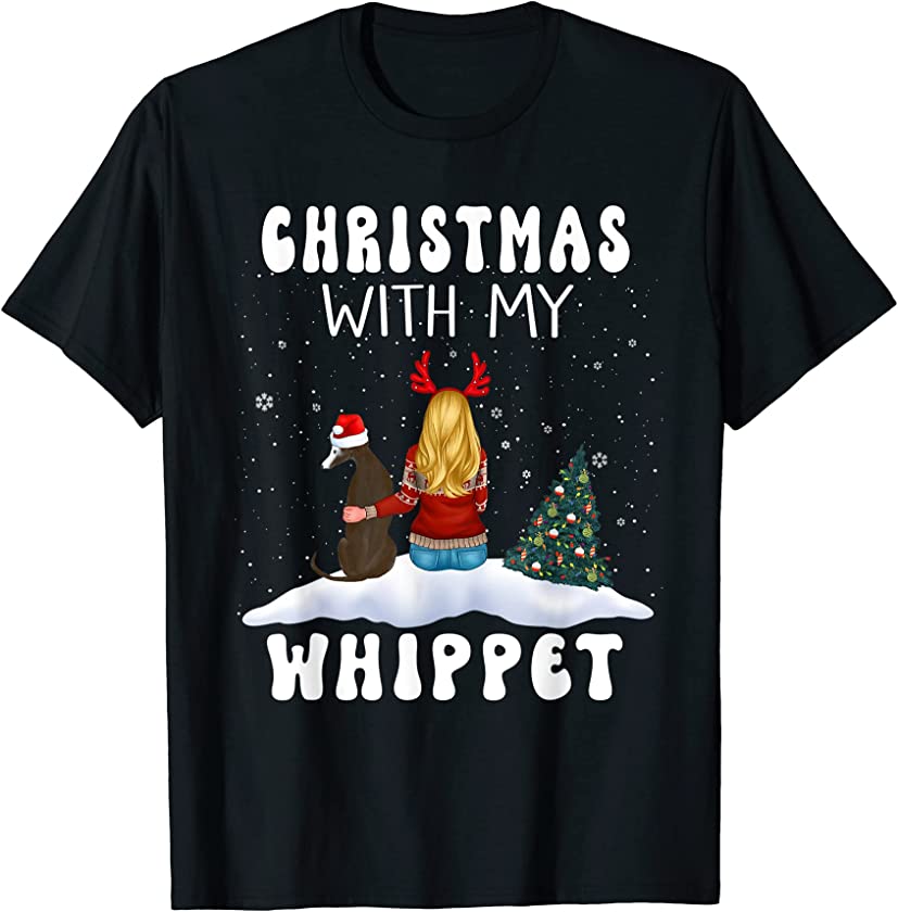 Christmas With My Whippet Dog Puppy Funny Xmas T-Shirt