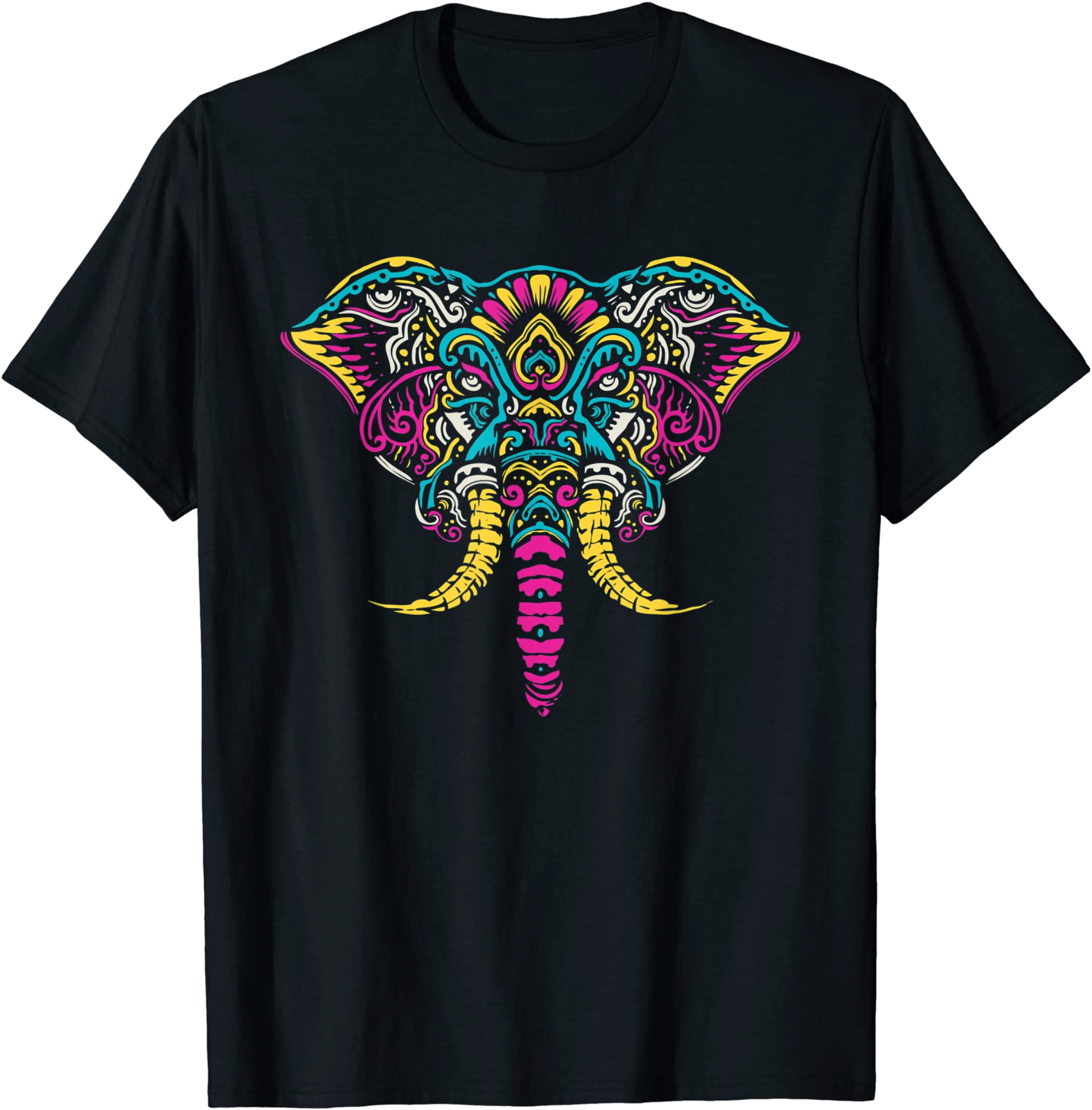 Mandala Sacred Fractal Geometry Africa Animal Elephant T-Shirt