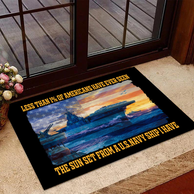 Veteran Welcome Rug, Less Than 1% Of Americans Have Ever Seen The Sunset From A U.S. Navy Ship Doormat