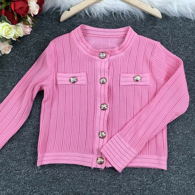 Woman Cropped Cardigan Fashion Women Sweaters Elegant Button Long-Sleeved Knitted Cardigans Sweater Female Jacket Coat 2021 alx