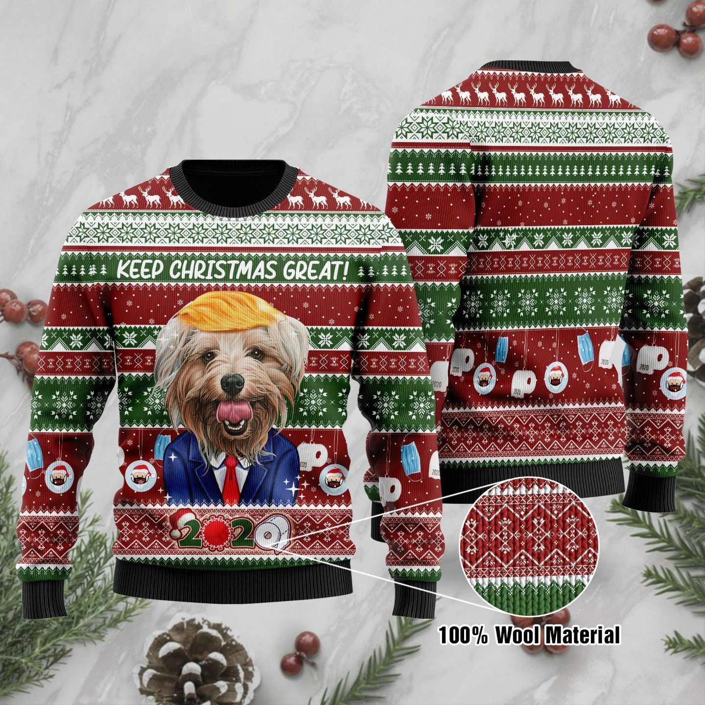 Yorkshire Terrier Keep Christmas Great 2020 Ugly Sweater For Pet Lovers On Christmas Day