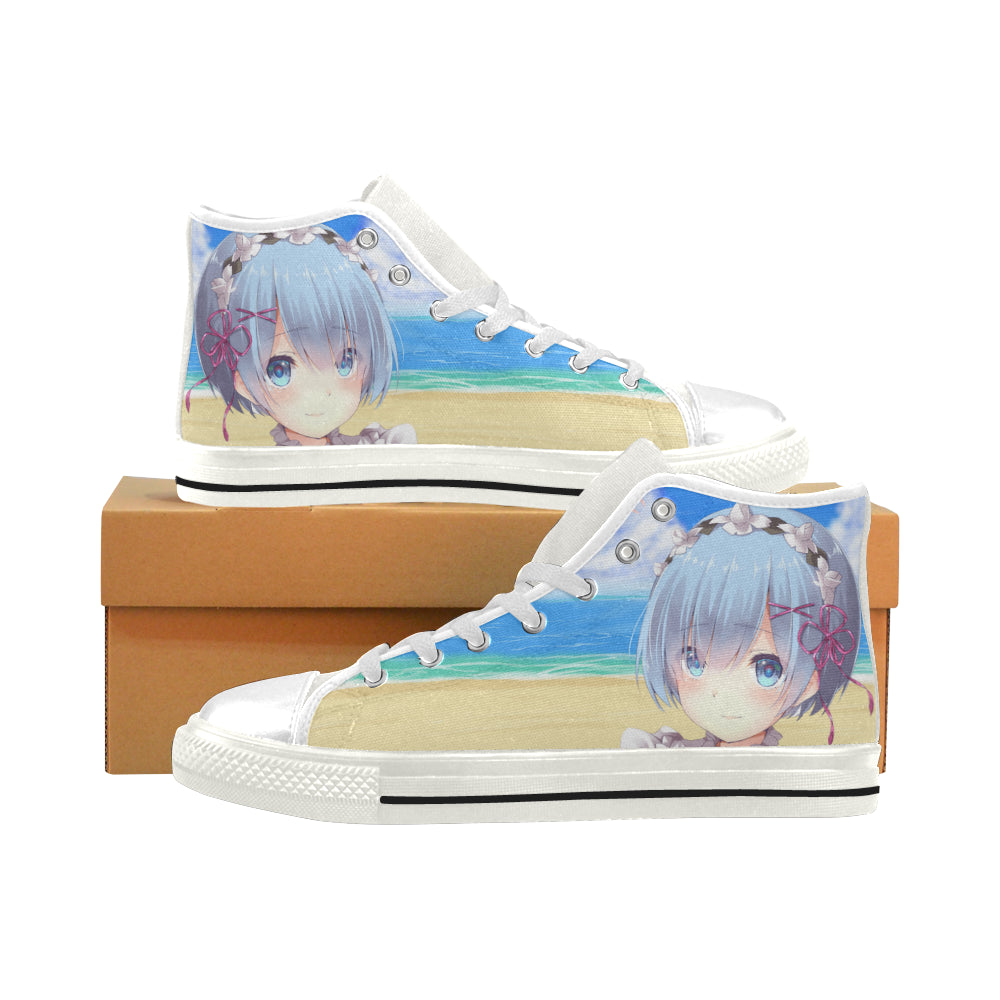 Rem Waifu White Men’s Classic High Top Canvas Shoes