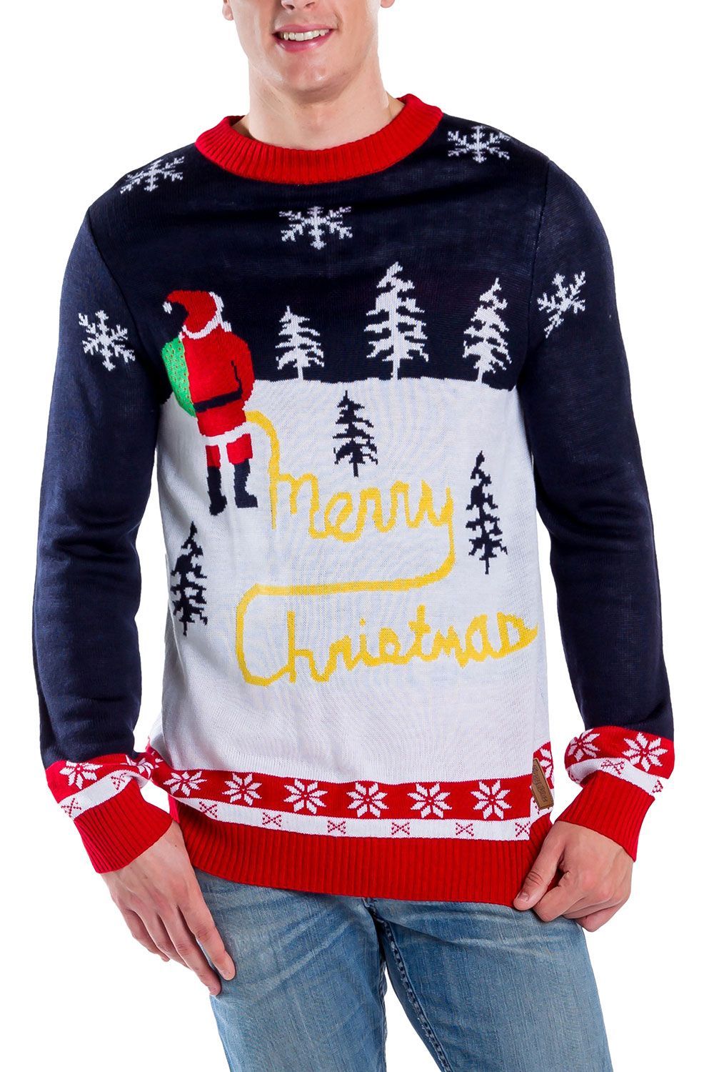 Tipsy Elves Men’S Yellow Snow Ugly Christmas Sweater