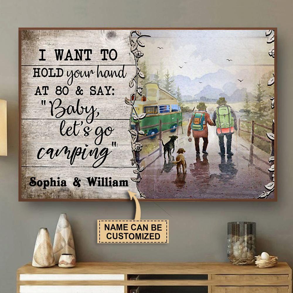 Aeticon Gifts Personalized Camping Couple I Want To Hold Your Hand Canvas Mom Dad Gift Home Decor