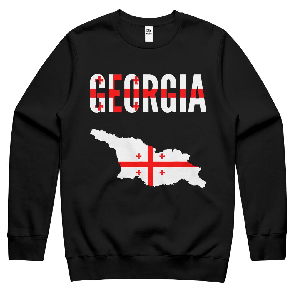 Georgian Gift – Georgia Country Map Flag Crewneck Sweatshirt