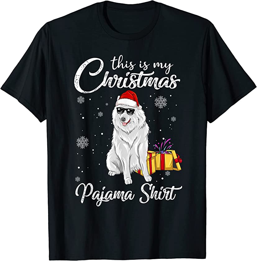 Cute Samoyed Puppy Wearing Christmas Hat Holiday T-Shirt