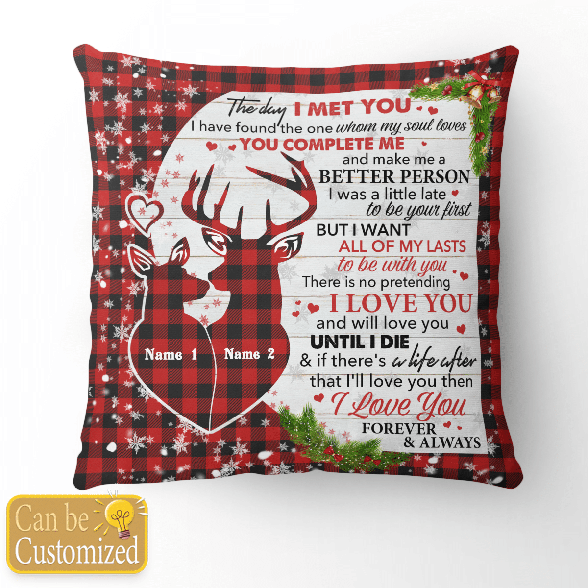 Personalized Christmas Pillow Case Cover For Black Couple Pillow I Want All Of My Lasts To Be With You Pillow Custom Name