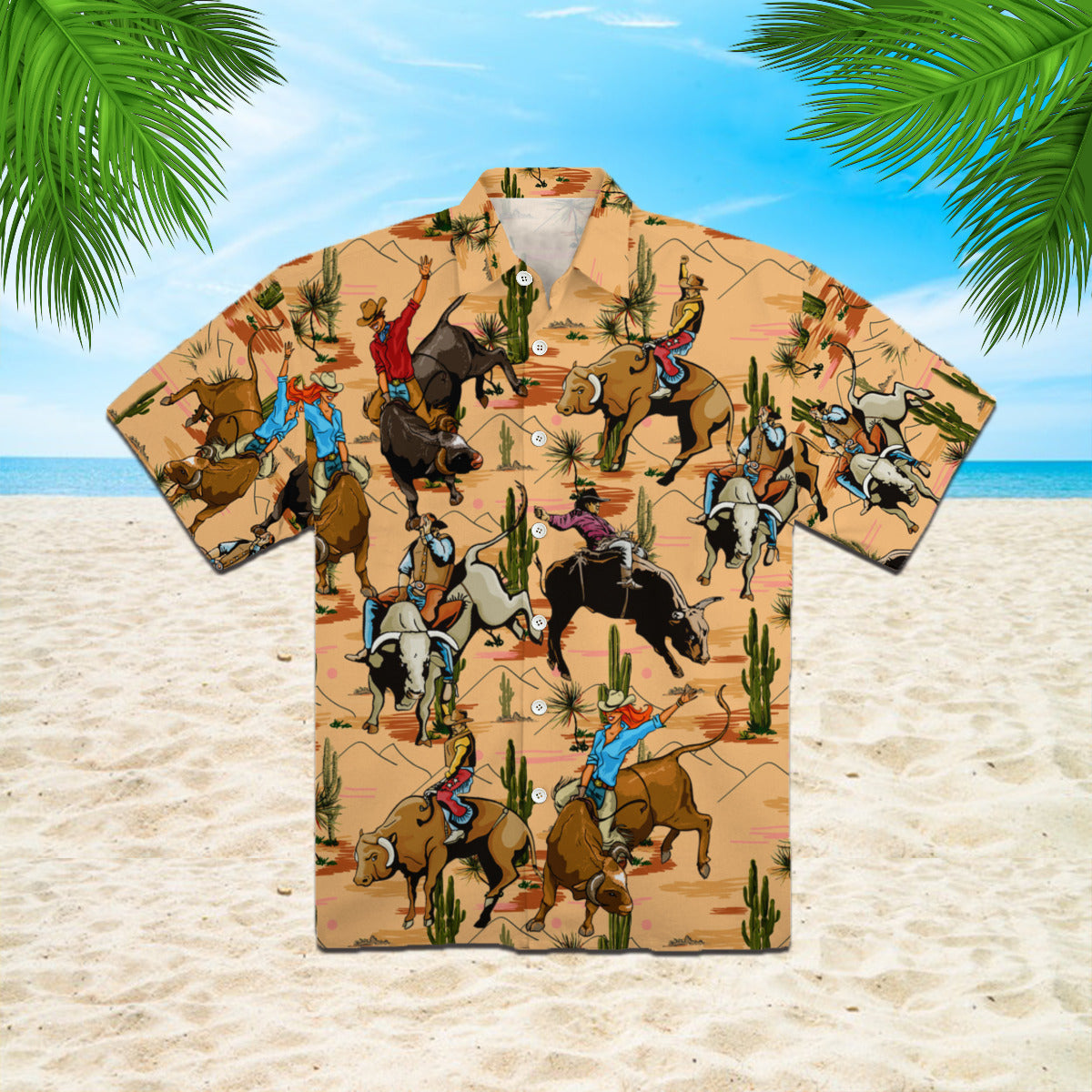 Bull Riding On Desert Hawaii Shirt For Men And Women Ha7082