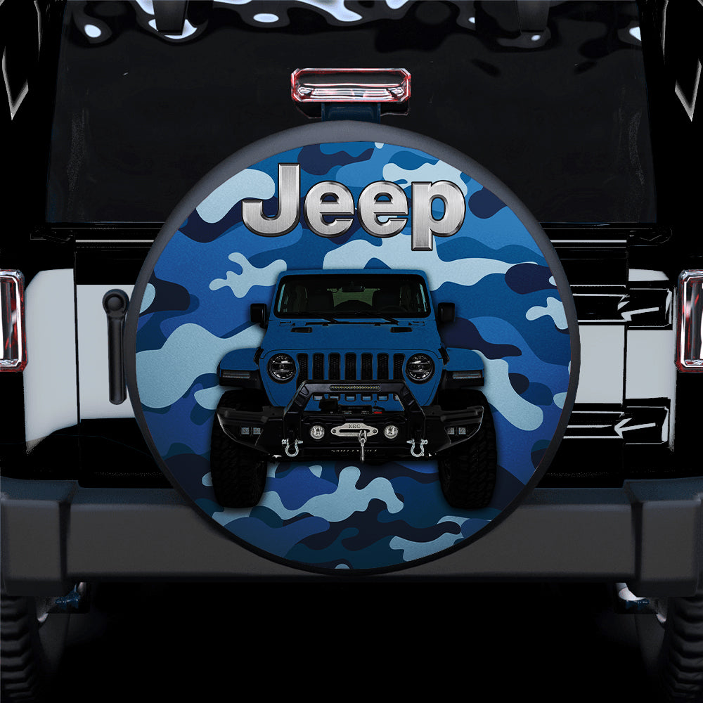 Blue Jeep Camouflage Car Spare Tire Covers Gift For Campers