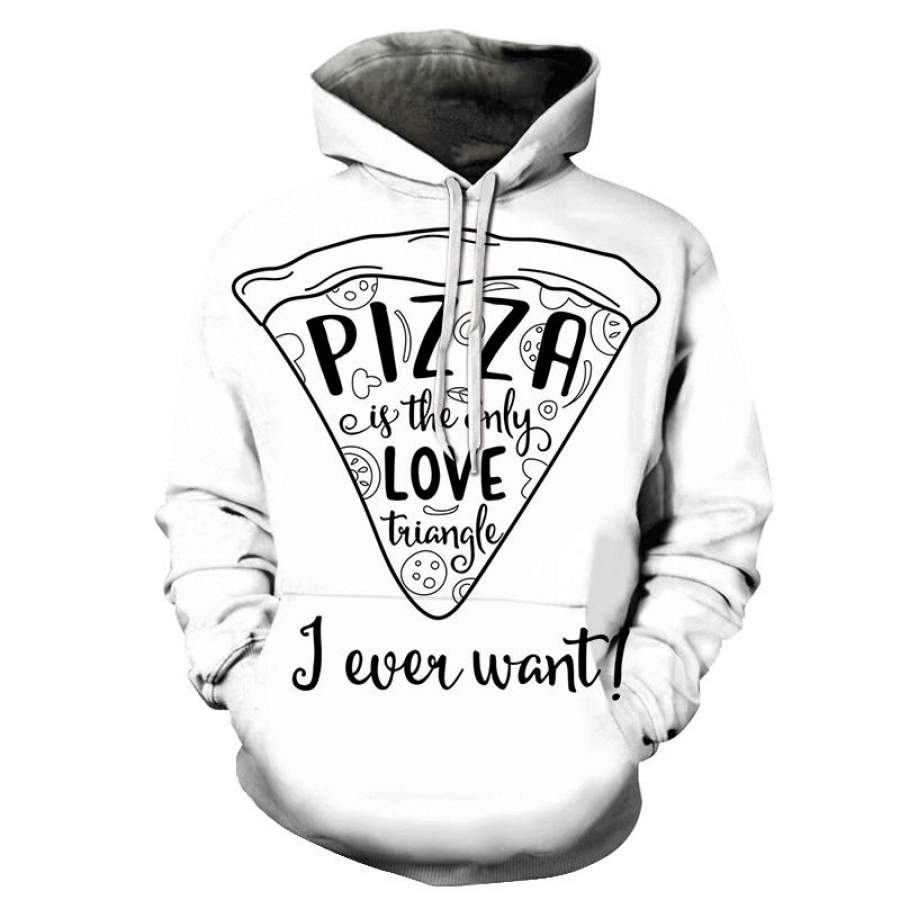 Love Triangle Pizza 3D Hoodie Sweatshirt Pullover