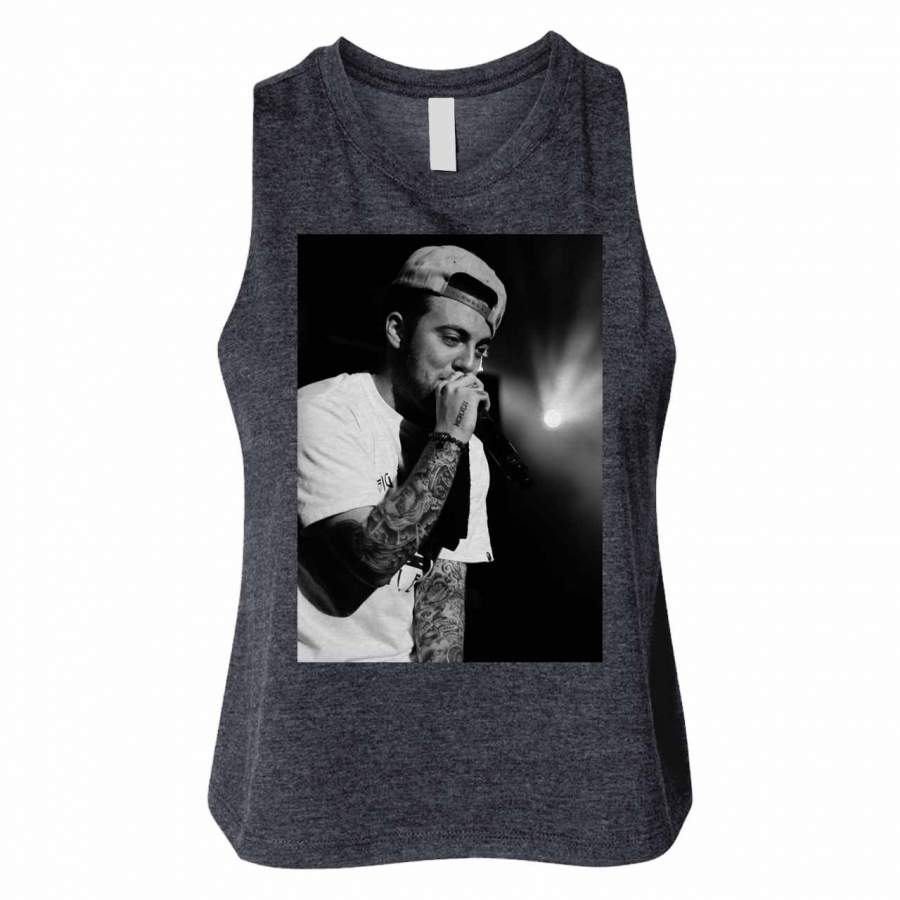 Mac Miller Monochrome Tattoo Woman Crop Tanktop