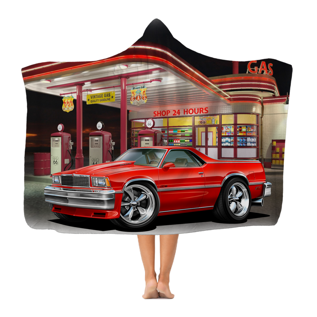 1978 El Camino Gas Station Route 66 Premium Adult Hooded Blanket