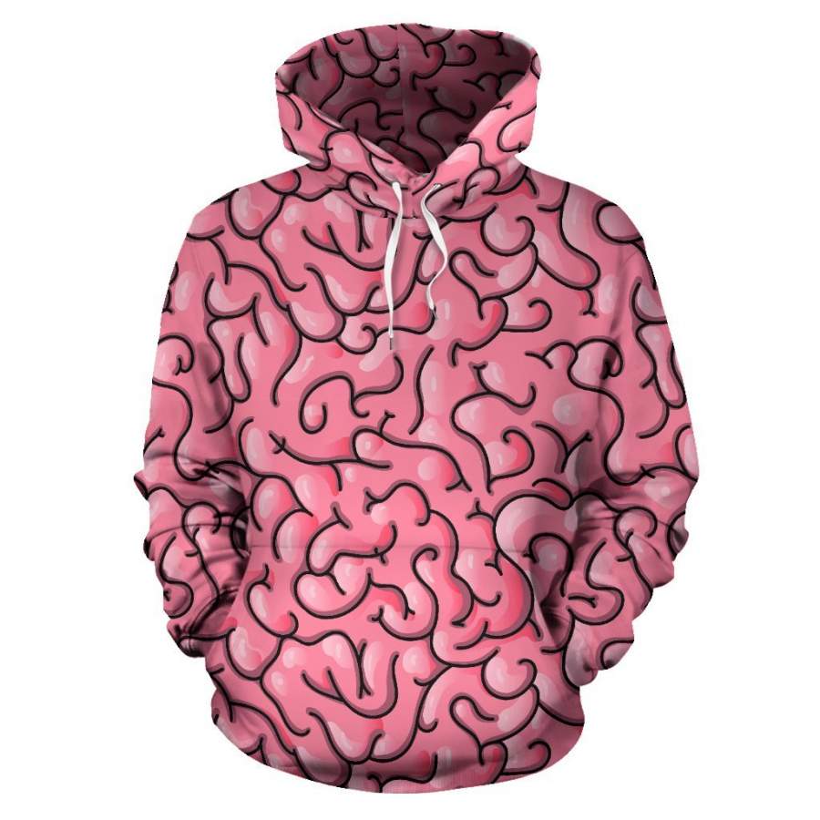 Zombie Brain Halloween Pattern Print Women Men All Over Graphic Hoodie