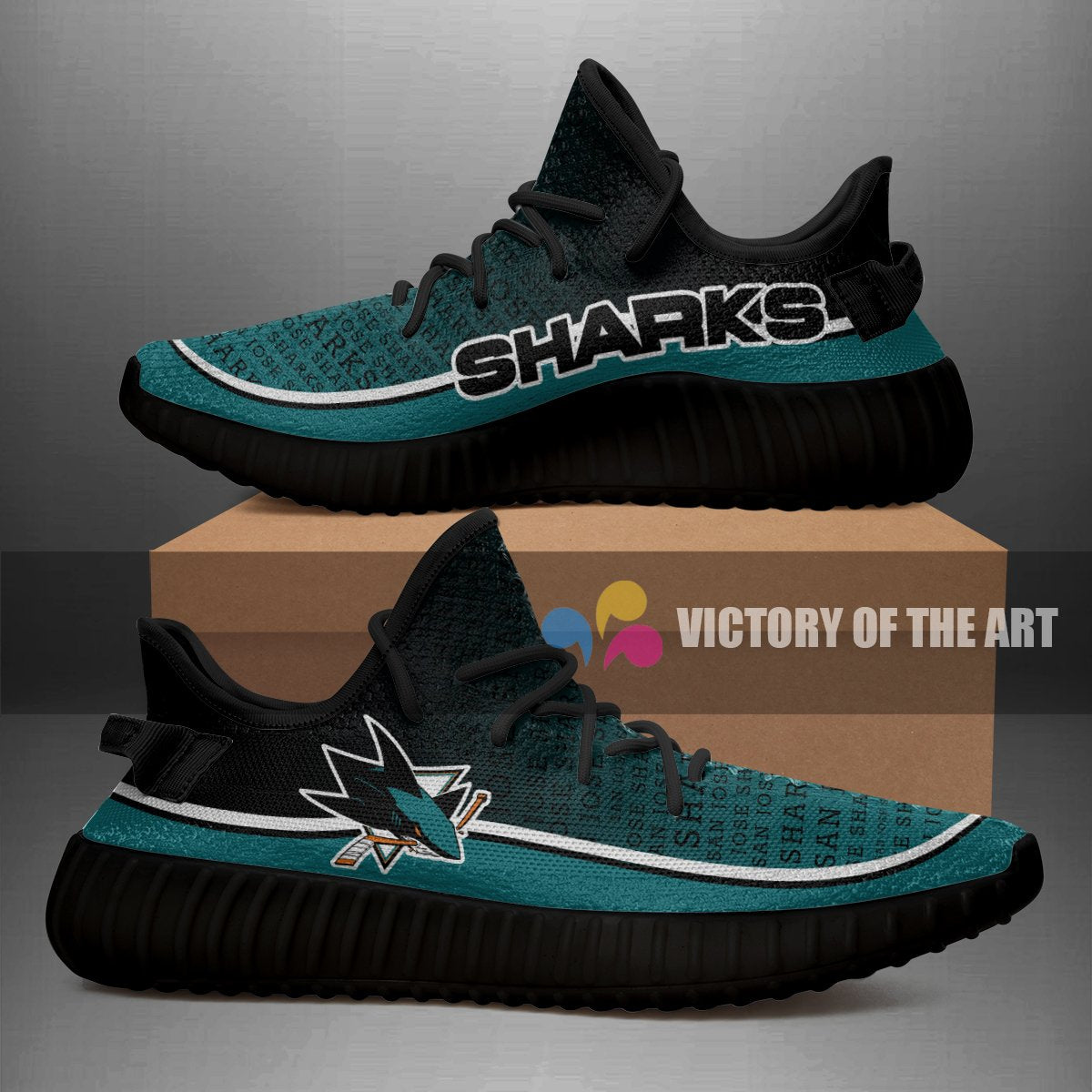 Colorful Line Words San Jose Sharks Yeezy Shoes