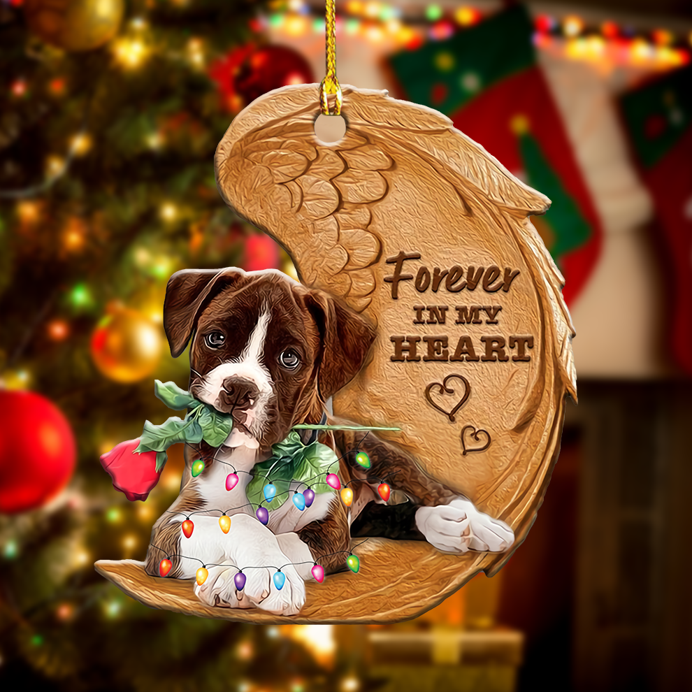 Boxer Puppy Forever In My Heart Dog Ornament