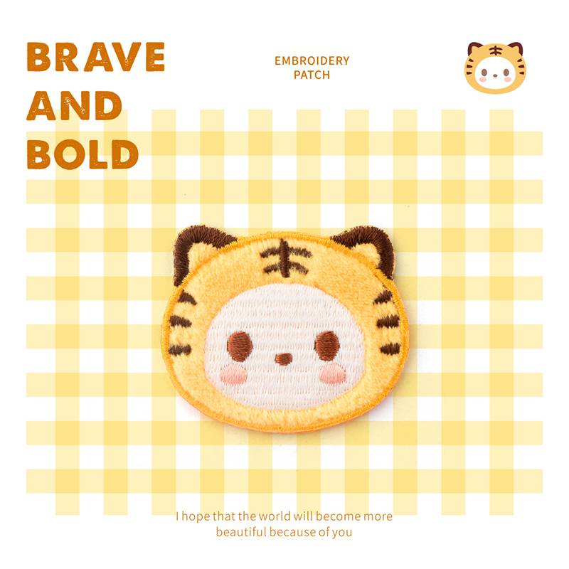 Cartoon Plush Tiger Embroidery Patches for Girls Bag Iron On Patches Small Glue Sticker for Kids Clothes Hat Cap alx