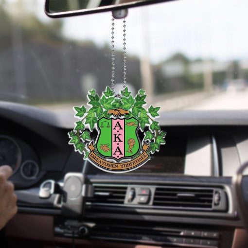 Alpha Kappa Alpha 1908 Official Shield Ivy Leaves Car Hanging Ornament