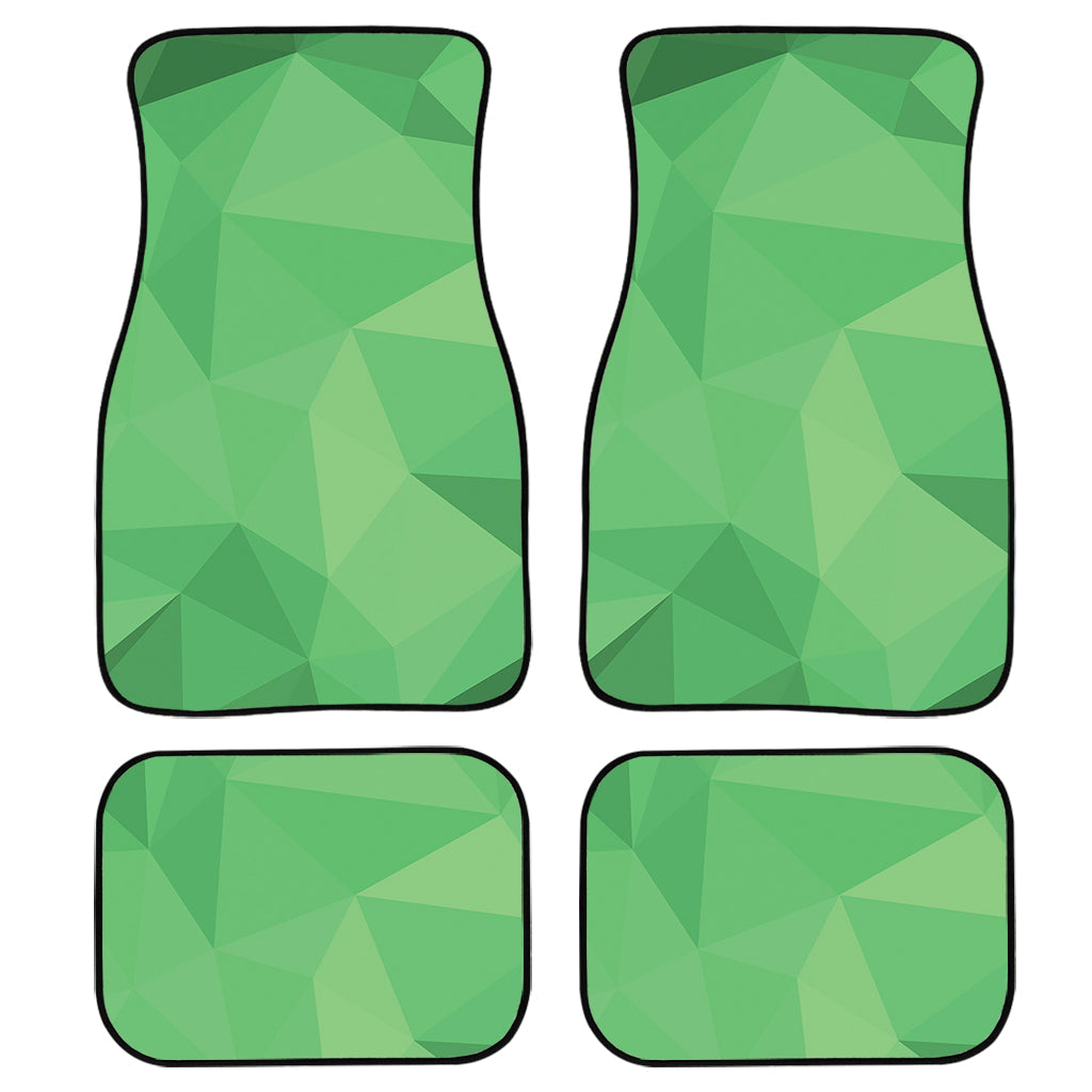 Green Polygonal Geometric Print Front And Back Car Floor Mats, Front Car Mat