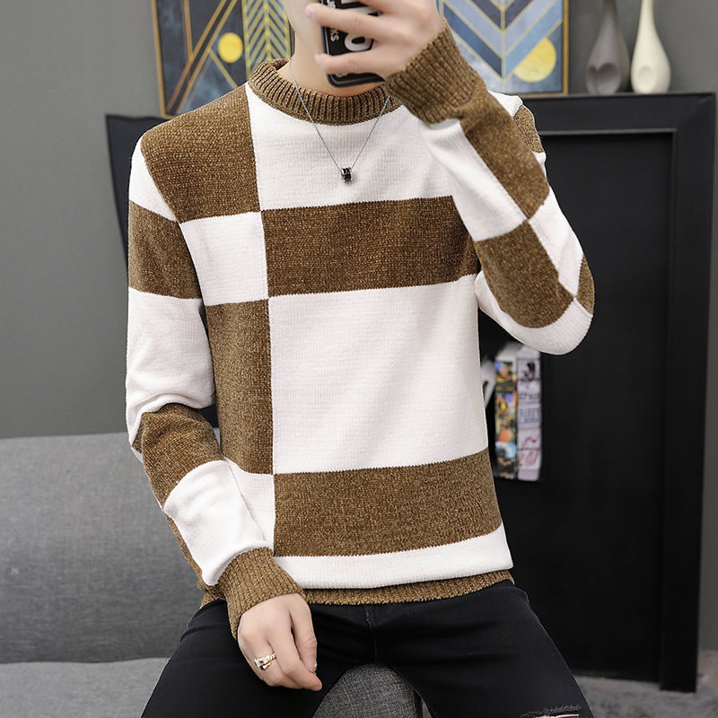 Stylish O-Neck Knitted Spliced Loose Color Sweater Men’s Clothing 2022 Autumn New All-match Casual Pullovers Korean Warm Tops alx