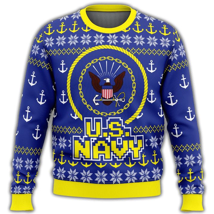 Us Navy Premium Ugly Christmas  Wool Sweater