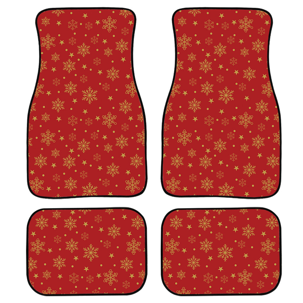 Christmas Snowflakes And Stars Print Front And Back Car Floor Mats, Front Car Mat