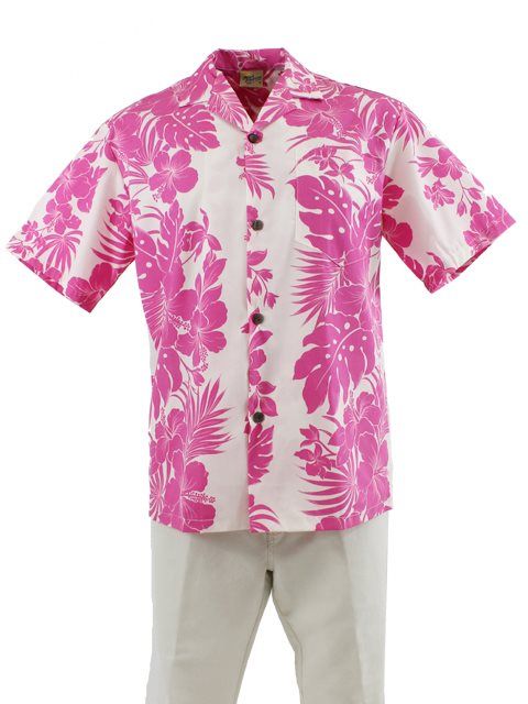 Hibiscus Panel Pink White Nice Design Hawaii Shirt Ha68534