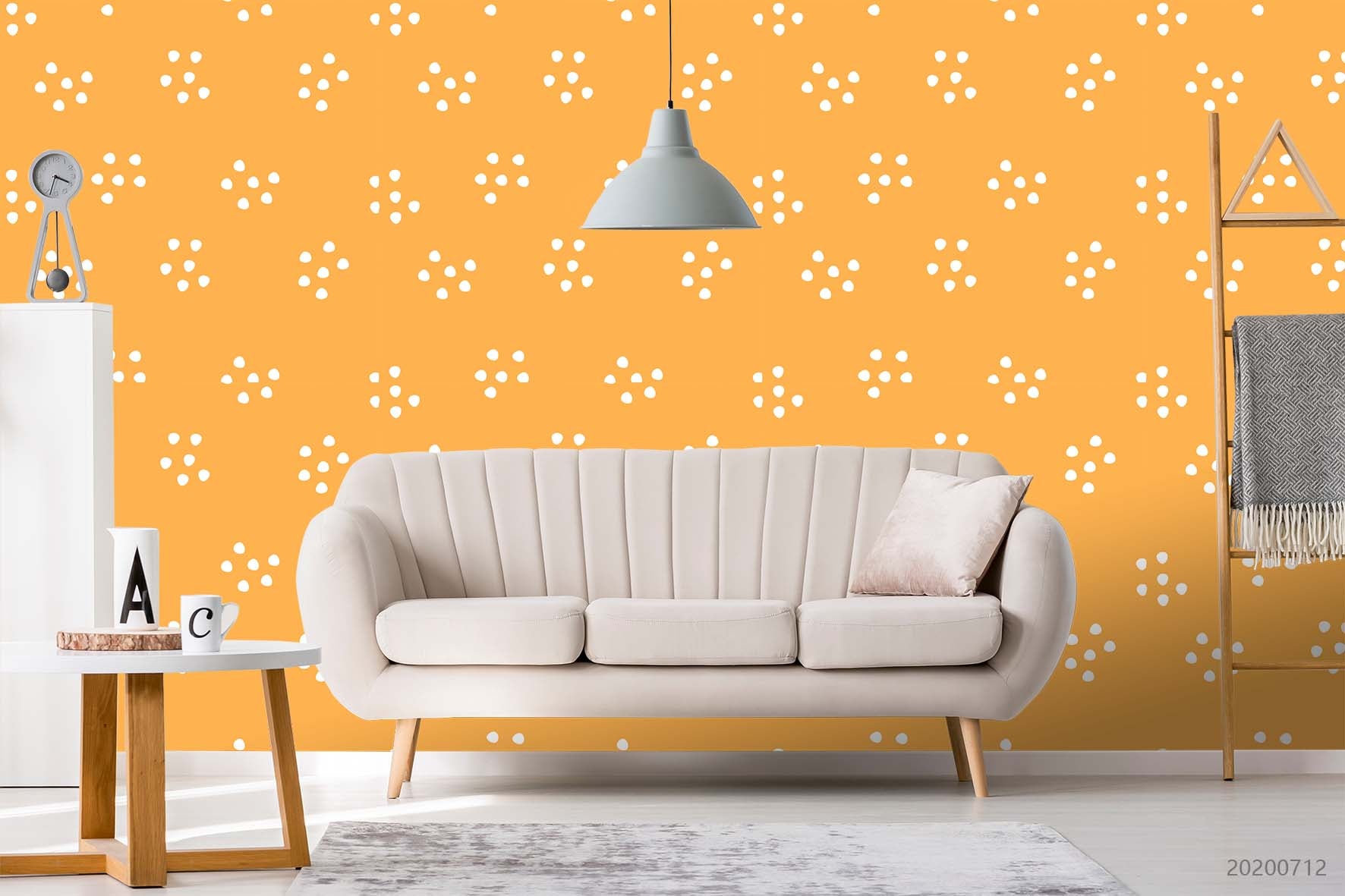 3D Animal Footprint Orange Wall Mural Wallpaper A011 Lqh