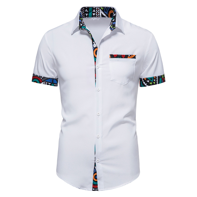 Mens White Short Sleeve Button Up Shirts Hipster African Dashiki Shirt Men Harajuku Streetwear Shirt Male Camisa Masculina xxl alx