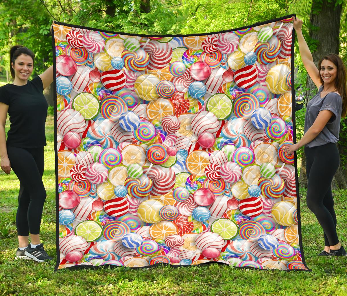 Candy Lollipop Pattern Premium Quilt